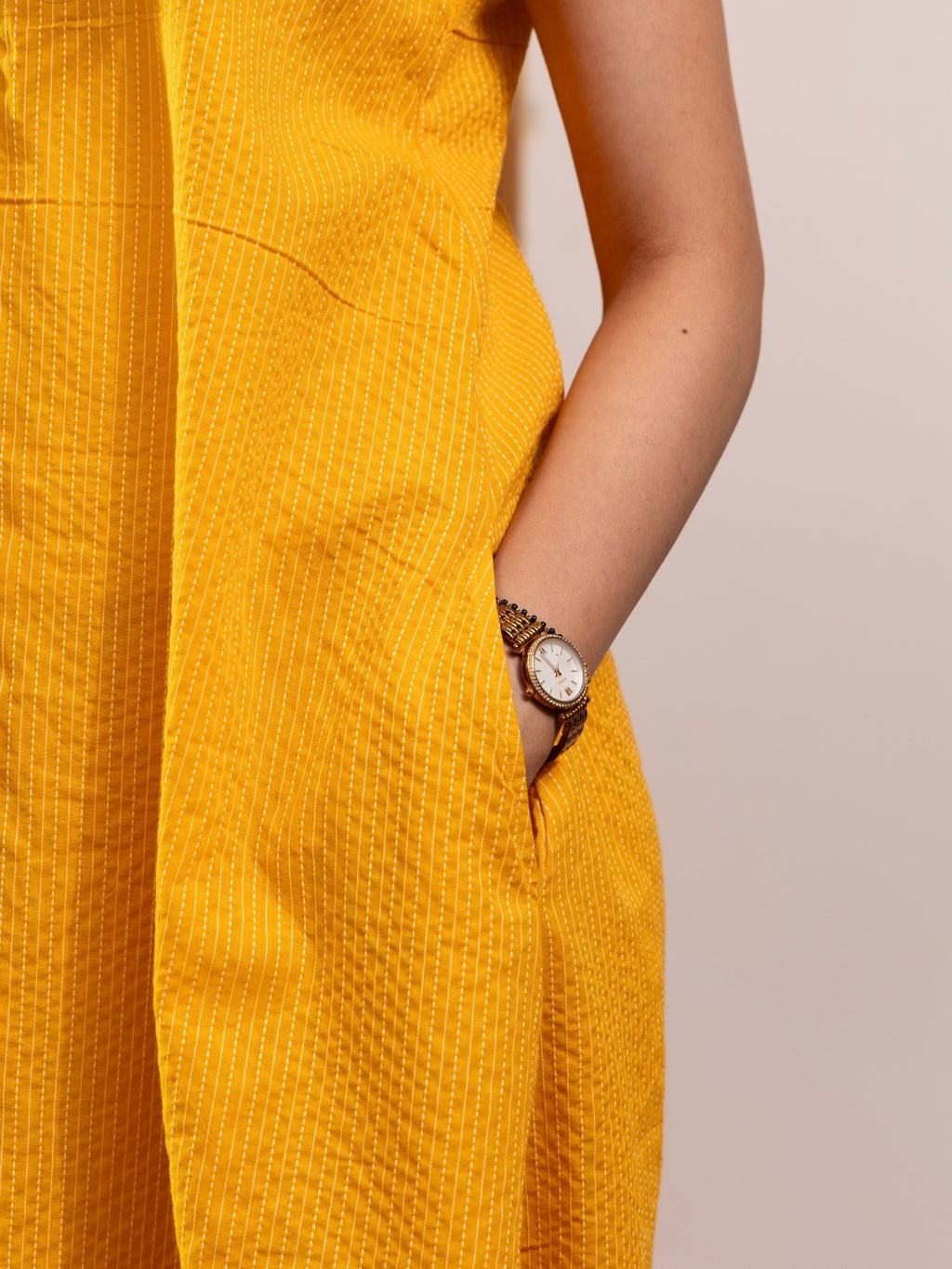 Sharvani – Yellow Cotton Kurta Set with Kantha Print