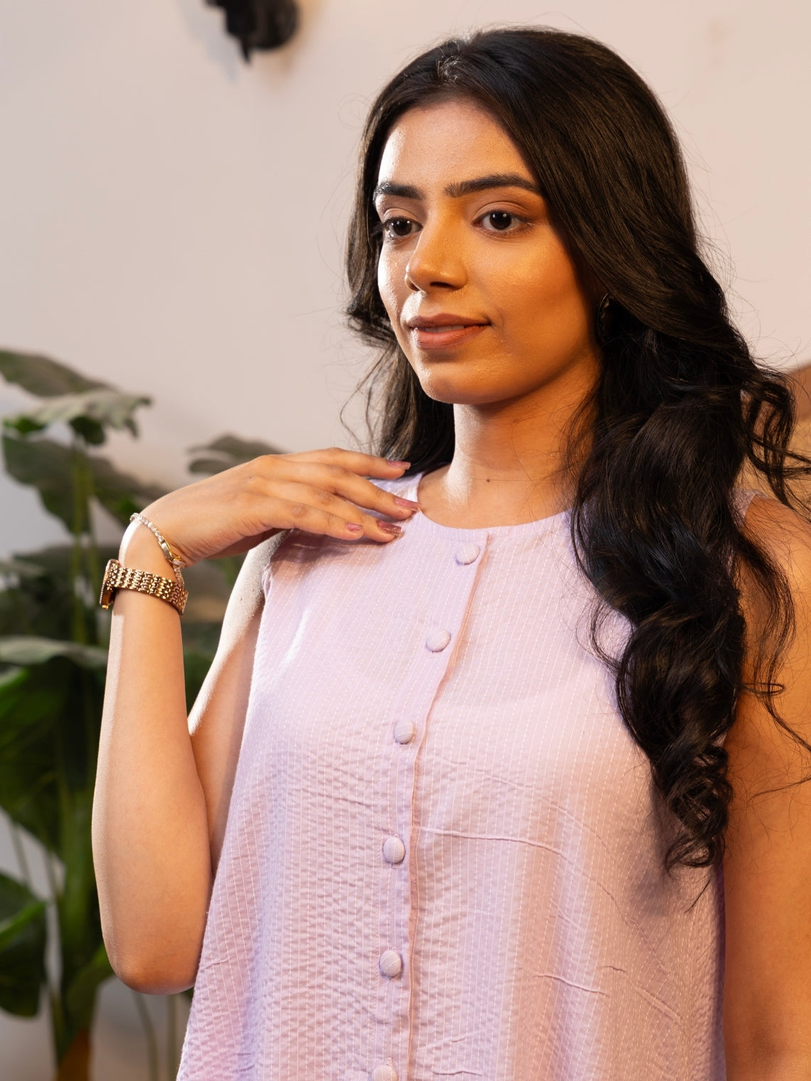 Chhavi – Lavender Kantha Cotton Kurta Set