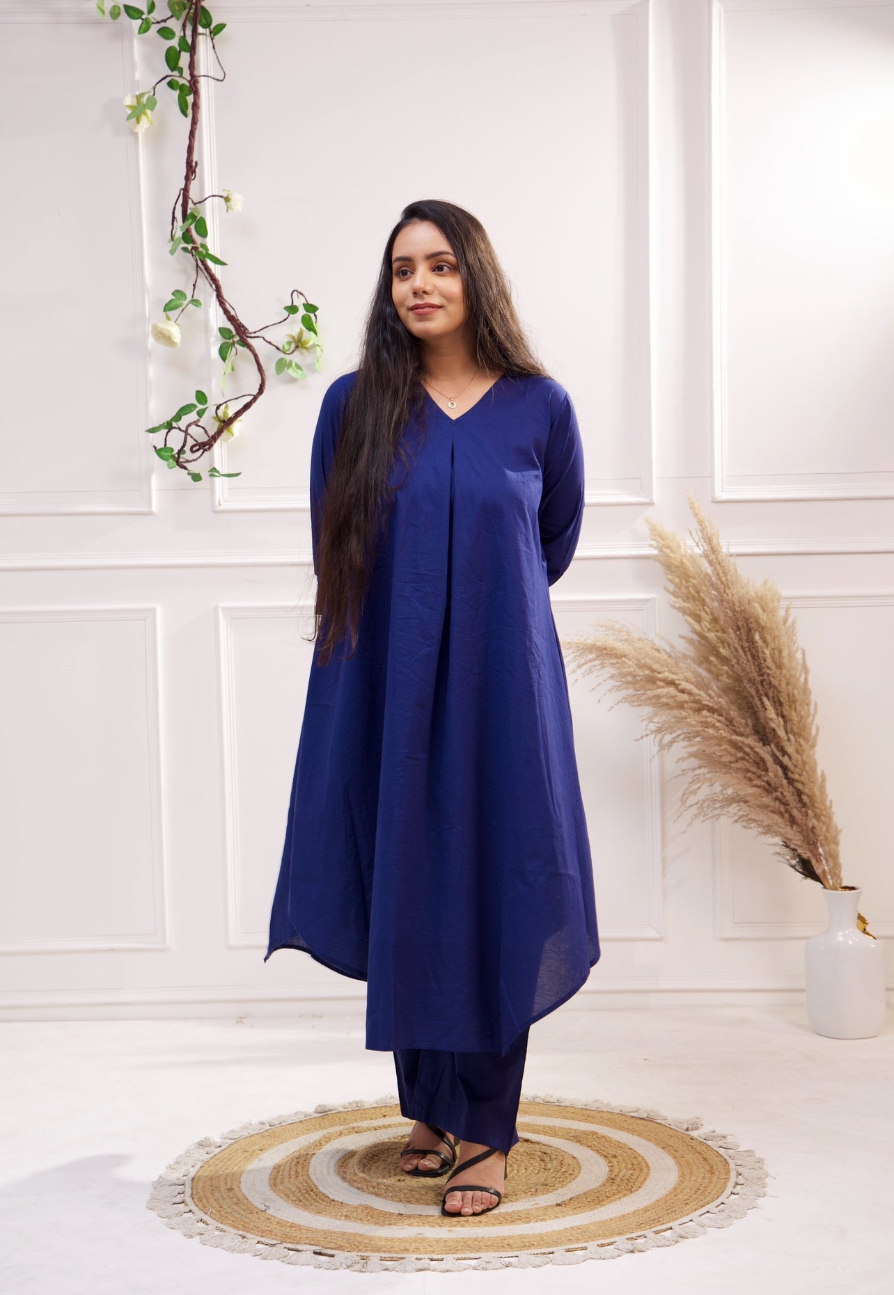 Neel Gagan – Navy Blue Kurta Set in Pure Cotton
