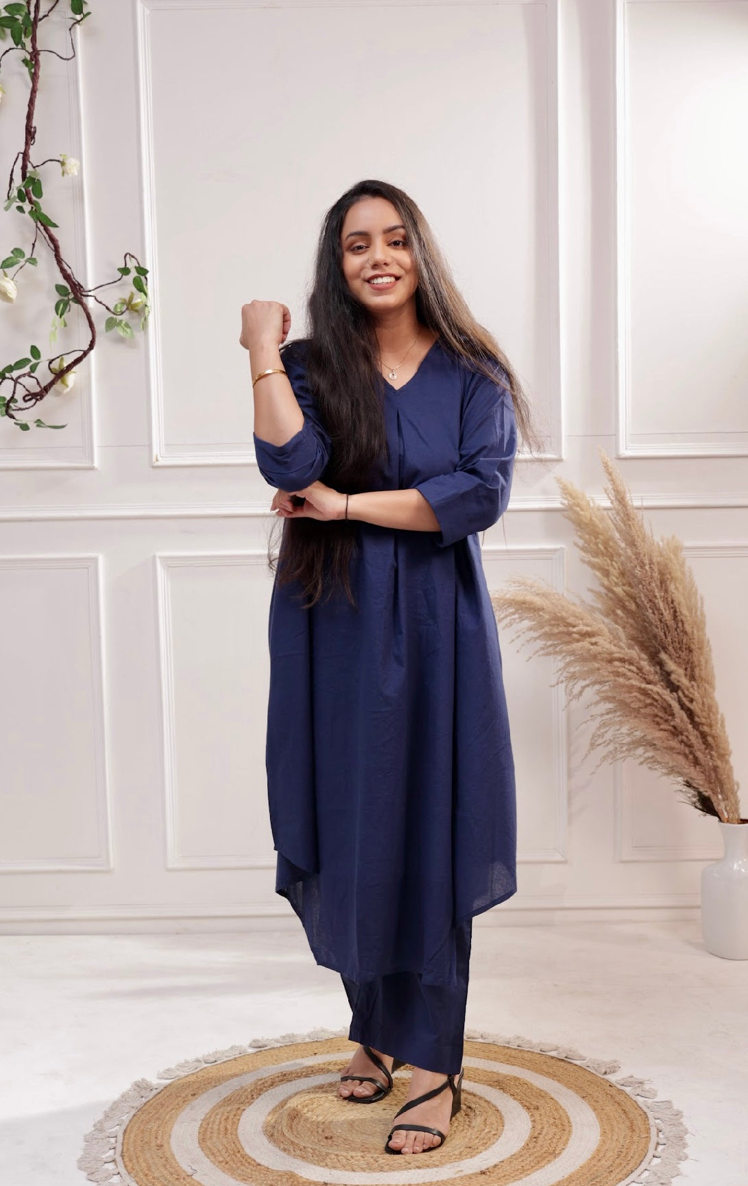 Neel Gagan – Navy Blue Kurta Set in Pure Cotton